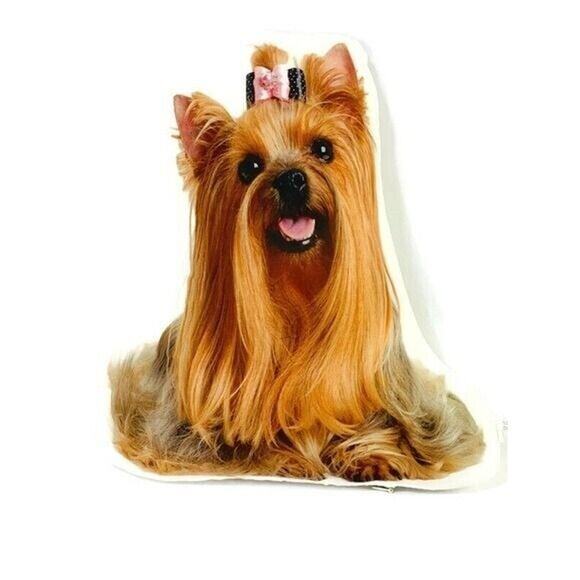 Yorkie Yorkshire Terrier Throw Pillow White and Brown 12x13 - Picture 1 of 8